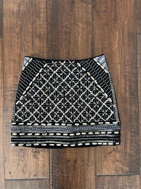 Club Monaco Black Mini Skirt with Ivory Beadwork